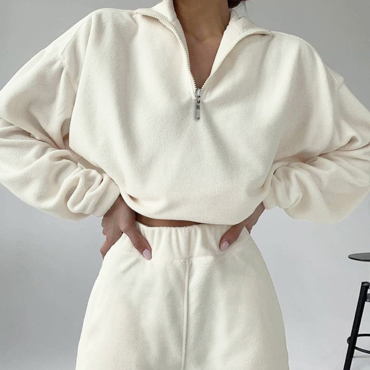 Women's Oversized Fleece Half Zip Hoodie Jogger Set