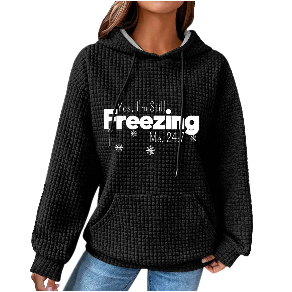 Women's Oversized Waffle Knit Christmas Hoodie