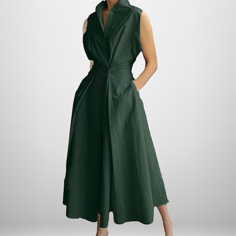 Women's Plus Size V-Neck Printed A-Line Midi Dress