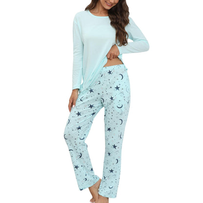 Women's Soft 2 Piece Pajama Set Long Sleeve Printed Pants