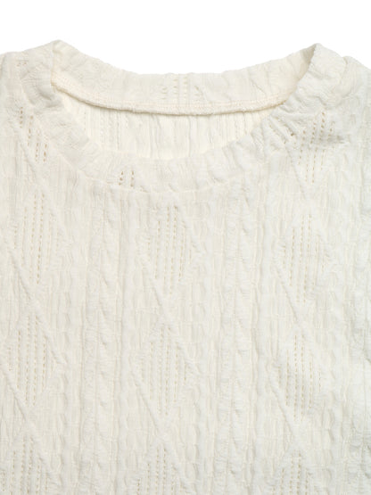 Women's Oversized Textured Knit Crew Neck Casual Top