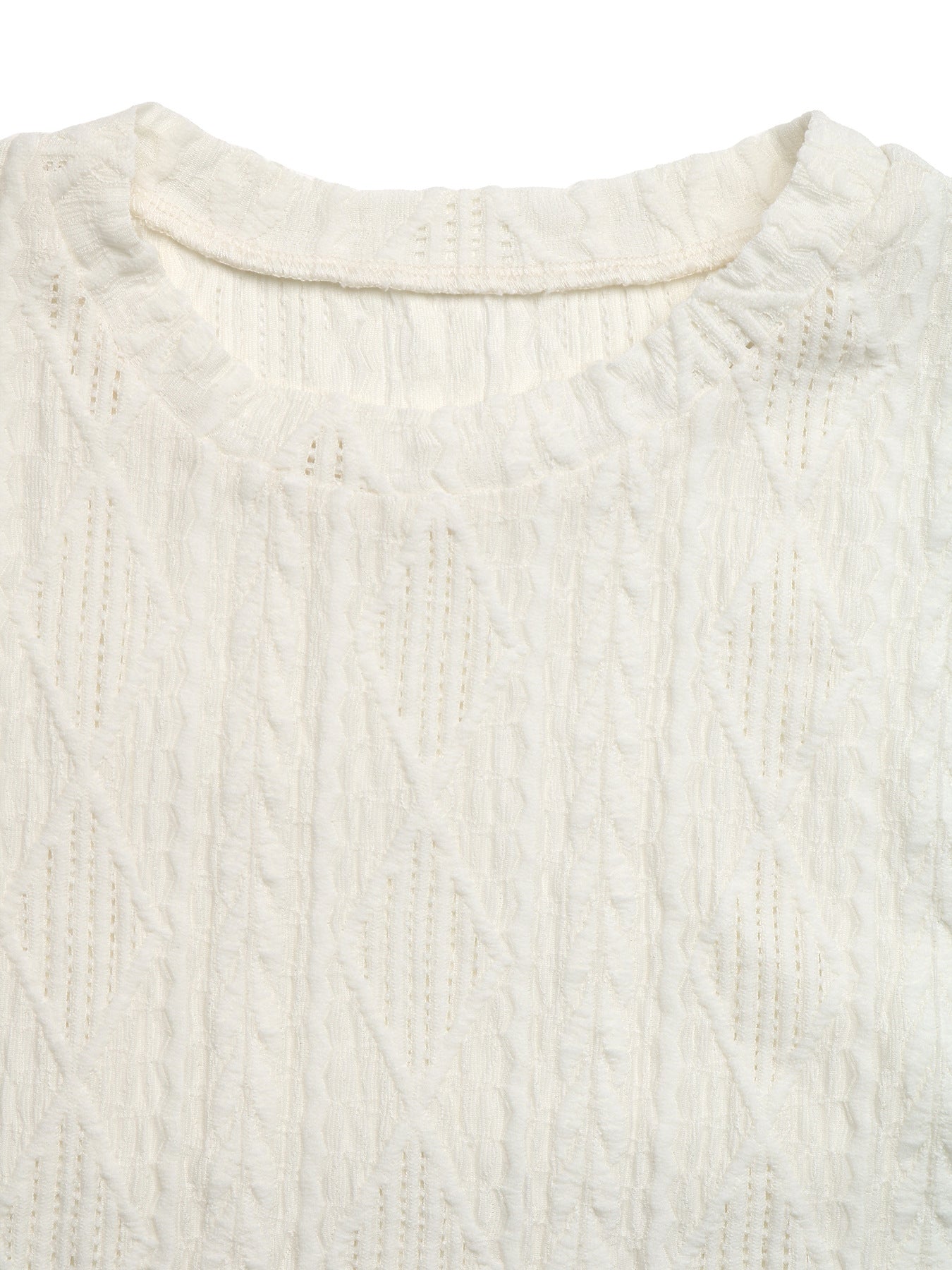 Textured Knit Top Jacquard Short Sleeve Casual Sweater Tee