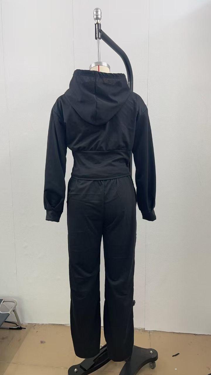 Women's Zip Hoodie Flared Pants Two Piece Lounge Set