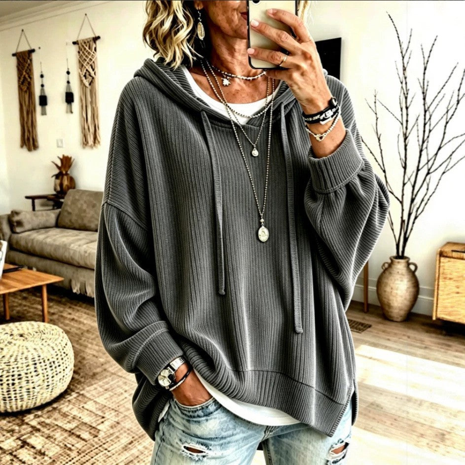 Women's Oversized Knit Hoodie Pullover Casual Sweater