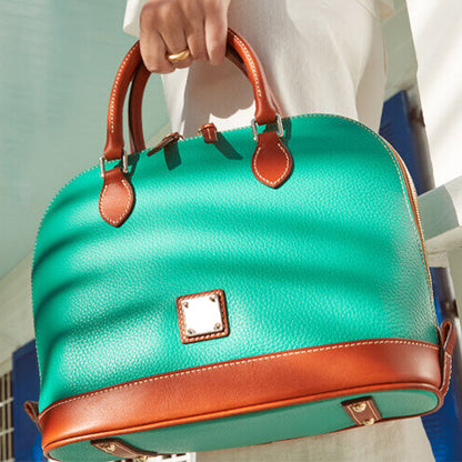 Vintage Pebbled PU Leather Dome Satchel Handbag