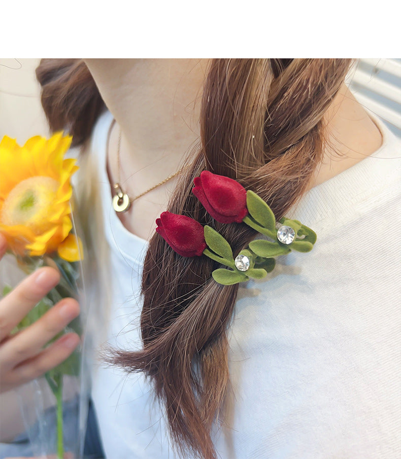 Velvet Tulip Claw Clips Pearl Hair Barrettes