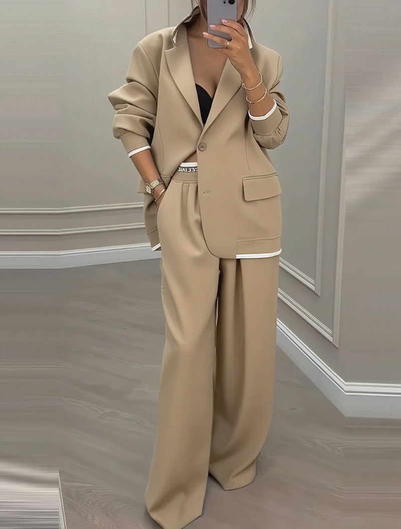 Women's Oversized Blazer Wide Leg Pant Suit Set