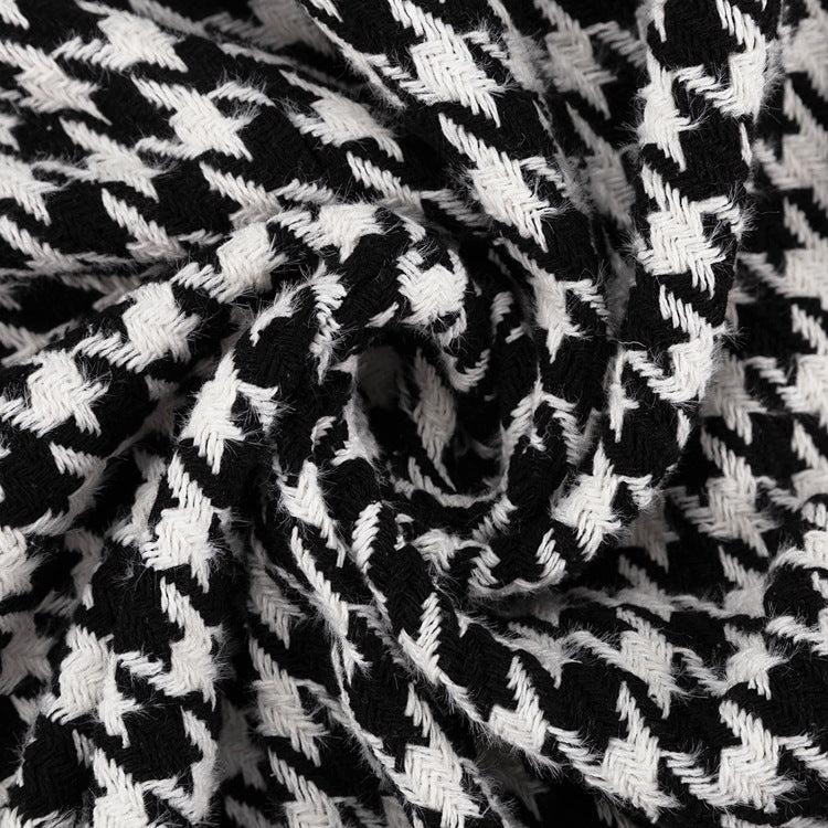 Women's Houndstooth Maxi Winter Coat Double Breasted Belted