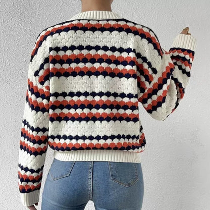 Women's Oversized Striped Crewneck Pullover Sweater
