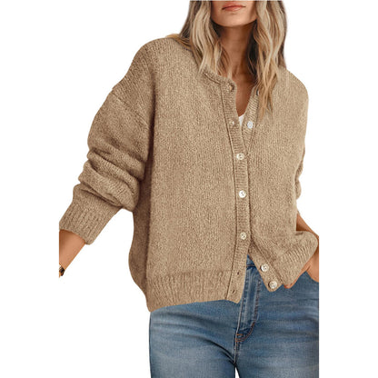 Womens Oversized Button Front Cardigan Knit Sweater