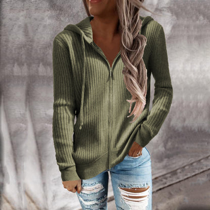 Women's Oversized Zip Up Hooded Knit Cardigan