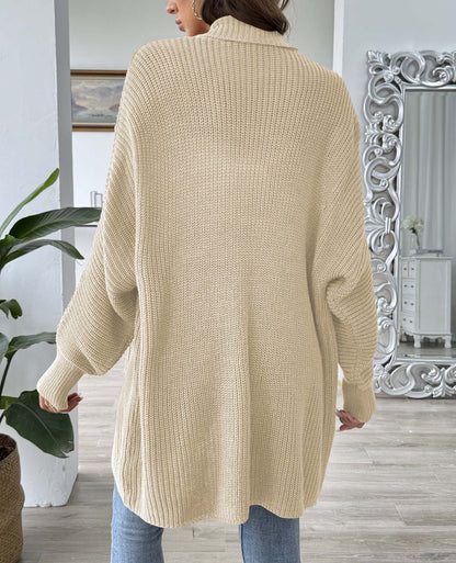 Women's Solid Color Loose Sweater Pearl Bead Women's Cardigan Jacket