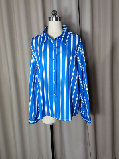 Women's Striped Long Sleeve Business Casual Shirt