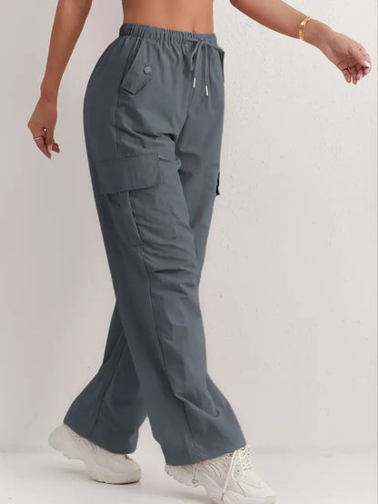 Women's High Waisted Cargo Pants Wide Leg Quick Dry Pockets