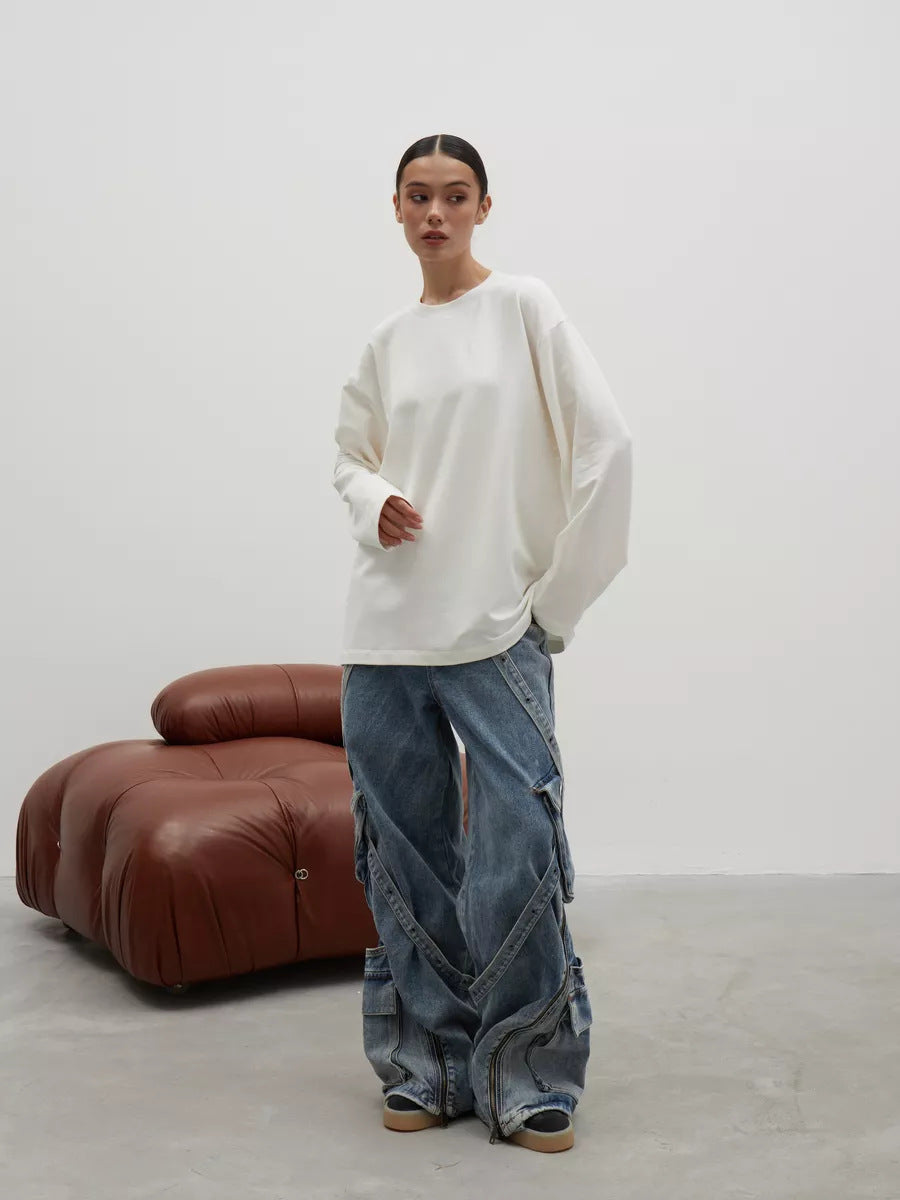 Heavyweight Cotton Long Sleeve Crewneck Oversized T Shirt