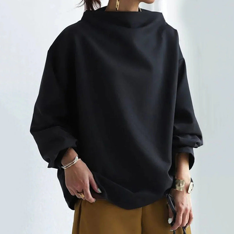 Womens Oversized Mock Neck Pullover Sweatshirt Long Sleeve