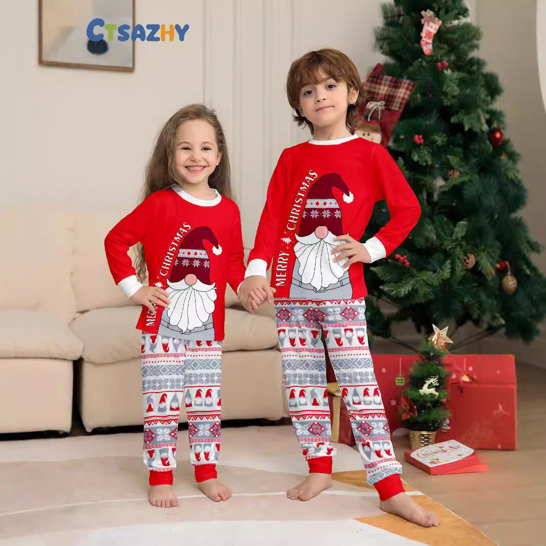 Santa Claus Snowflake Alphabet Christmas Parent-Child Dress Printed Christmas Pajamas