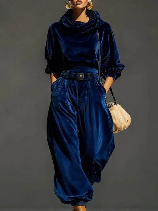 Womens Velvet Lounge Jogger Pants Set