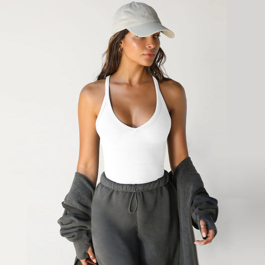 Ribbed Halter Tank Top Slim Fit Sleeveless Basic