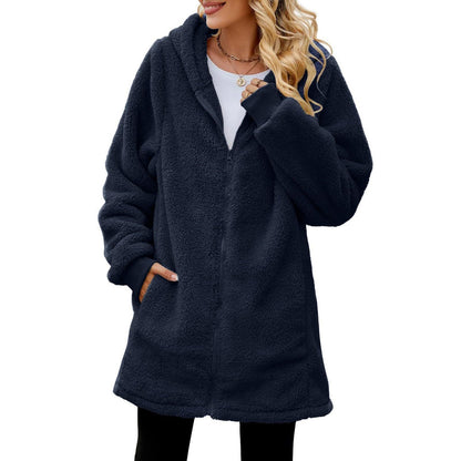 Women's Oversized Sherpa Zip Up Hooded Jacket