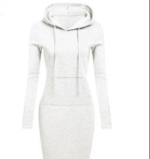 Women's Bodycon Hoodie Dress Long Sleeve Pocket