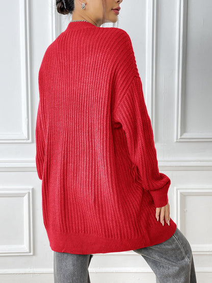 Autumn and Winter Women's Long-sleeved Double-pocket Casual Cardigan Jacket