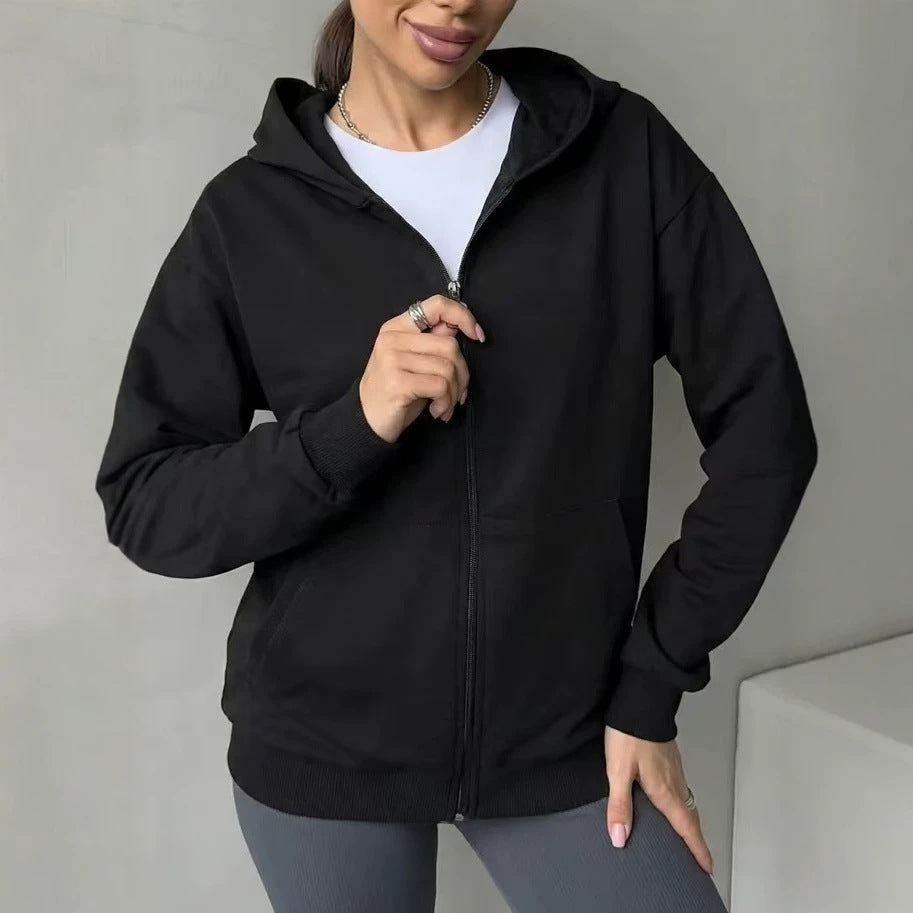 Women's Oversized Acid Wash Zip-Up Hoodie