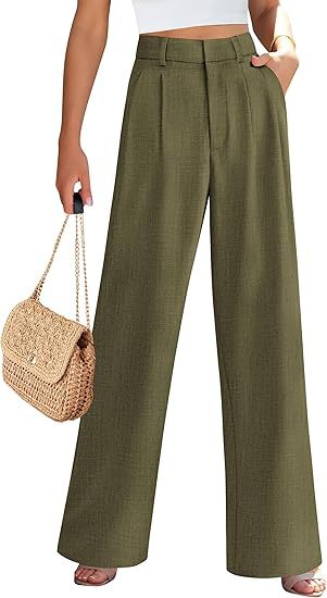 High Waist Wide Leg Trousers with Pockets