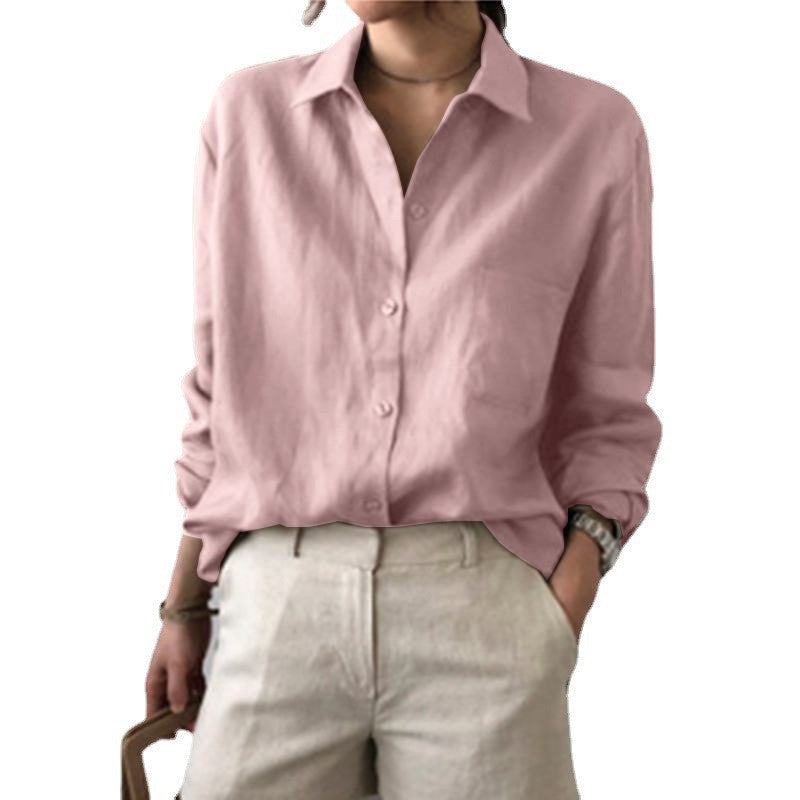 Women's Oversized Linen Button Down Shirt Casual Blouse