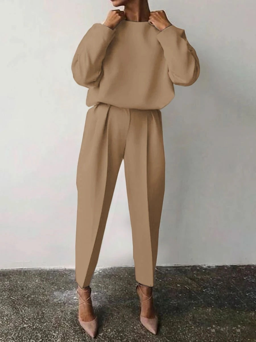 Women's Solid Oversized Two Piece Pants Set Casual Chic