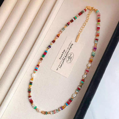 Multicolor Beaded Freshwater Pearl Necklace