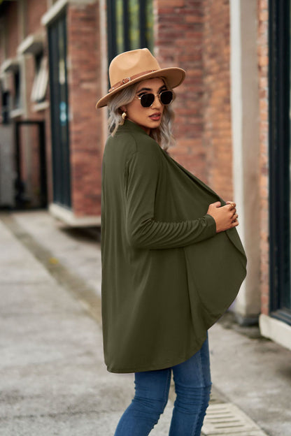 Women's Open Front Long Sleeve Solid Cardigan Sweater