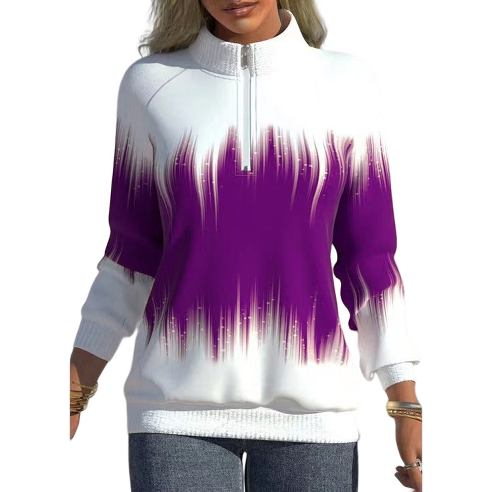 Plus Size Quarter Zip Pullover Long Sleeve Half Zip Neck Sweatshirt