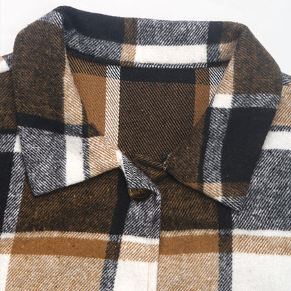 Plaid Longline Vest Lapel Button Front Pockets