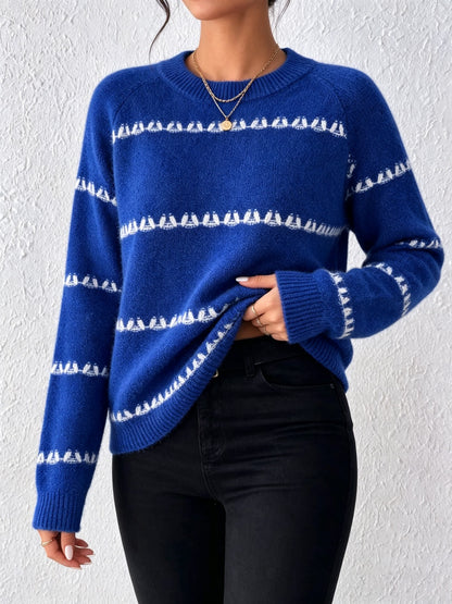 Oversized Crewneck Fair Isle Sweater Vintage Knit Pullover