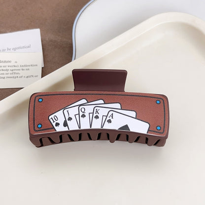 Western Poker Hair Claw Clip Cow Print Faux Leather