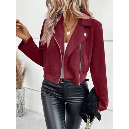 Women's Faux Suede Cropped Moto Jacket