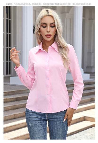 Women's Slim Fit Long Sleeve Button Down Shirt