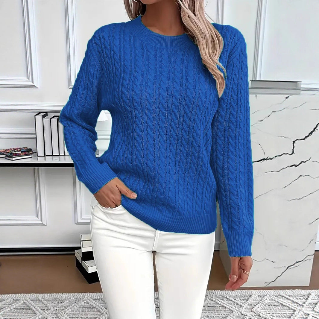 Women's Classic Cable Knit Crew Neck Sweater