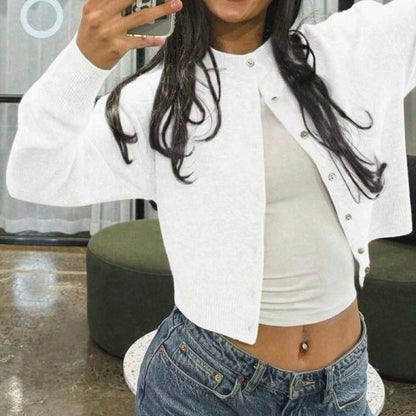 Women's Soft Knit Button Down Crew Neck Cardigan