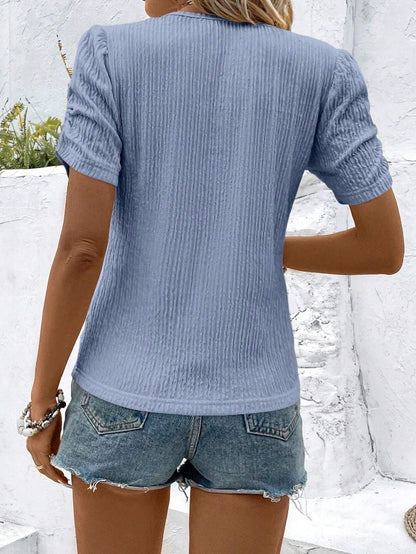 Trendy Ruched Crew Neck Short Sleeve Street Top