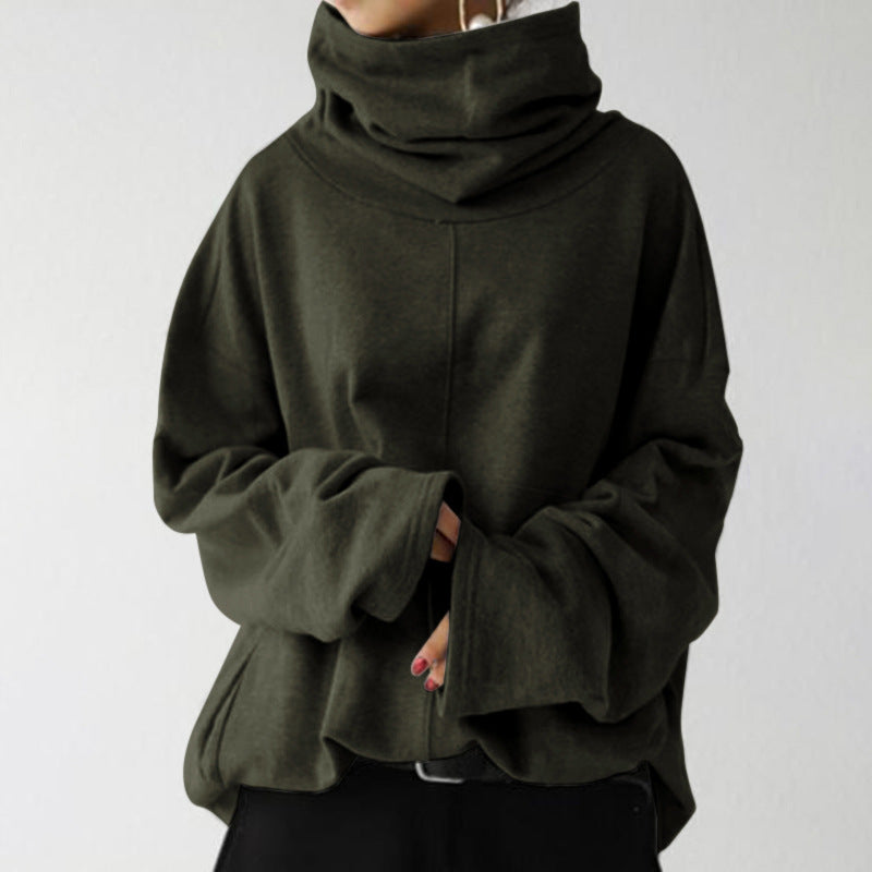Women's Oversized Turtleneck Fleece Sweatshirt Pocket
