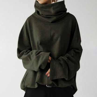 Women's Oversized Turtleneck Fleece Sweatshirt Pocket