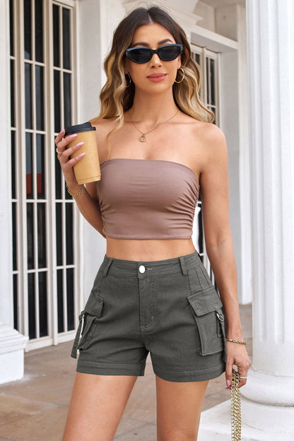 Women's High-Waisted Utility Cargo Shorts with Pockets – Trendy Summer Streetwear