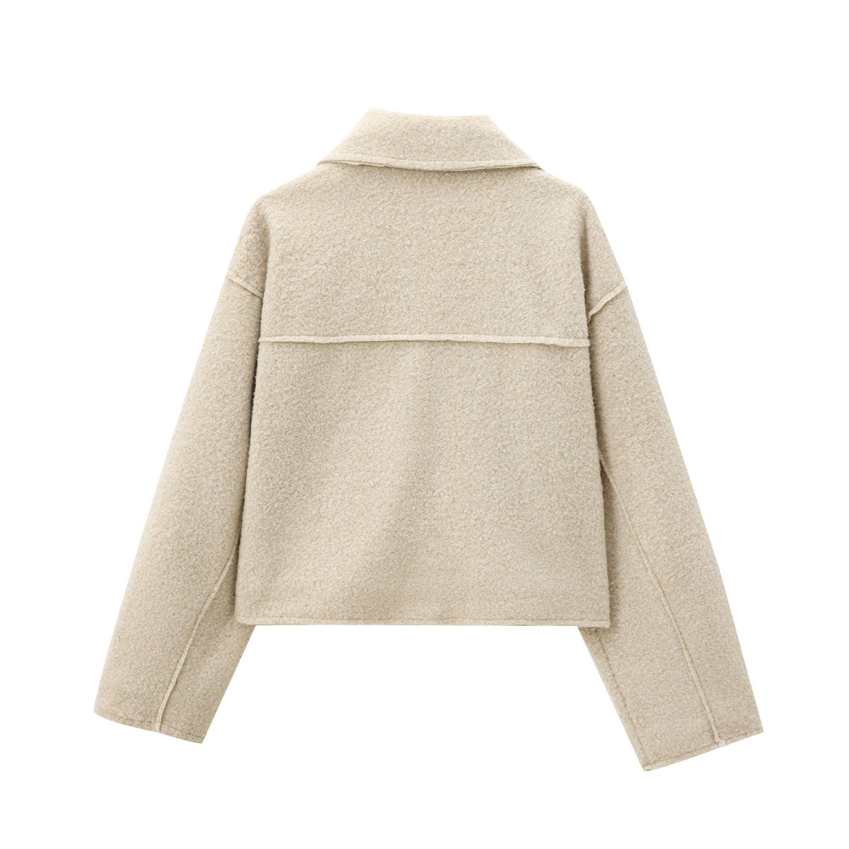 Women's Cropped Boucle Zip Jacket Collar Pocket