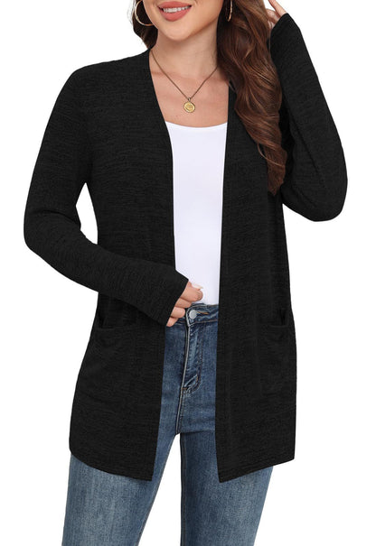 Women's Open Front Cardigan Long Sleeve Lightweight Pockets