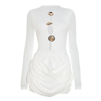 Sexy Cutout Long Sleeve Mini Dress Draped Bodycon