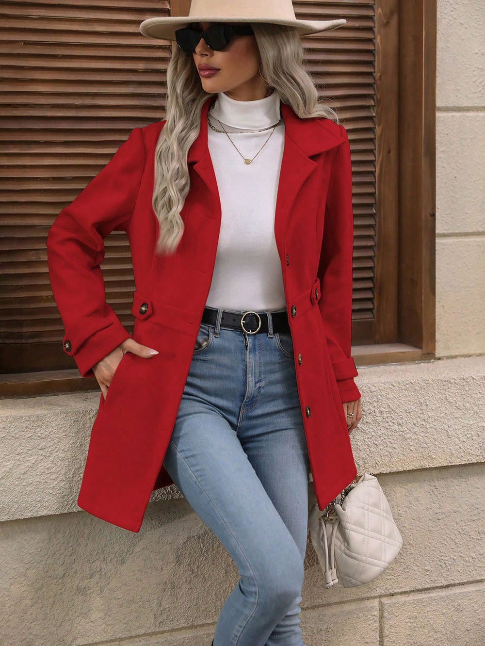Women's Tailored Single Breasted Lapel Midi Winter Coat
