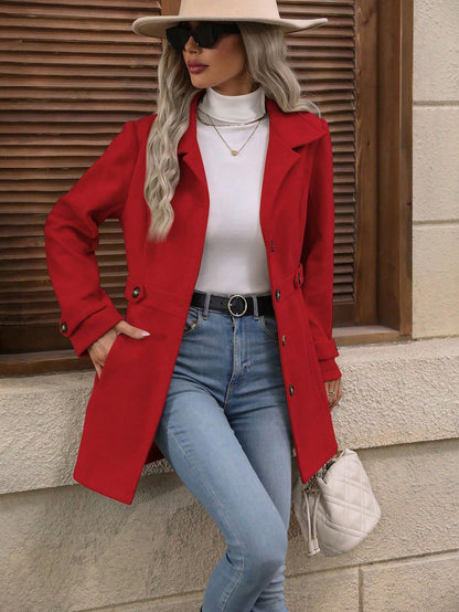 Women's Tailored Single Breasted Lapel Midi Winter Coat