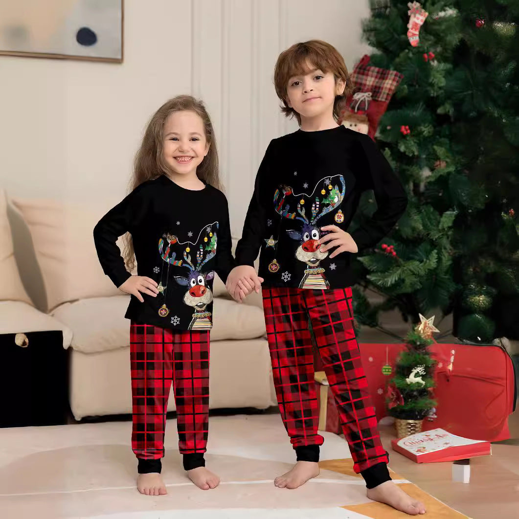 Plaid Deer Christmas Parent-child Outfit Printed Christmas Pajama Set